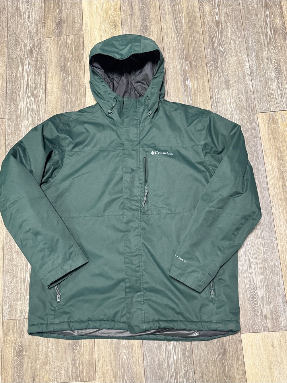 Columbia Men's Forest Green Hooded Raincoat